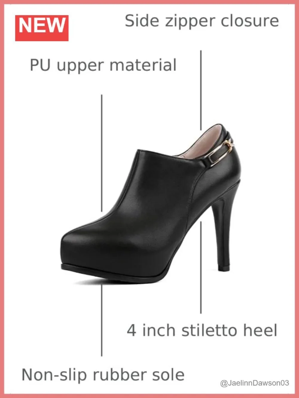 Women's Stiletto Platform Ankle Booties Side Zip PU High Heels
